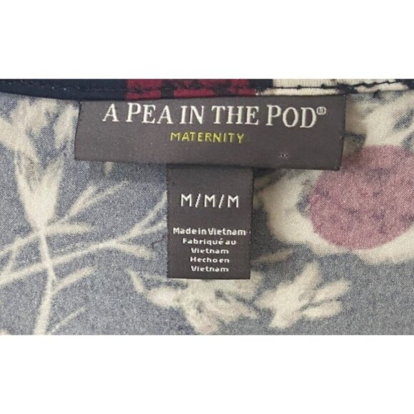 A Pea In The Pod Maternity Dress M/M Floral Navy & Red - Picture 4 of 4